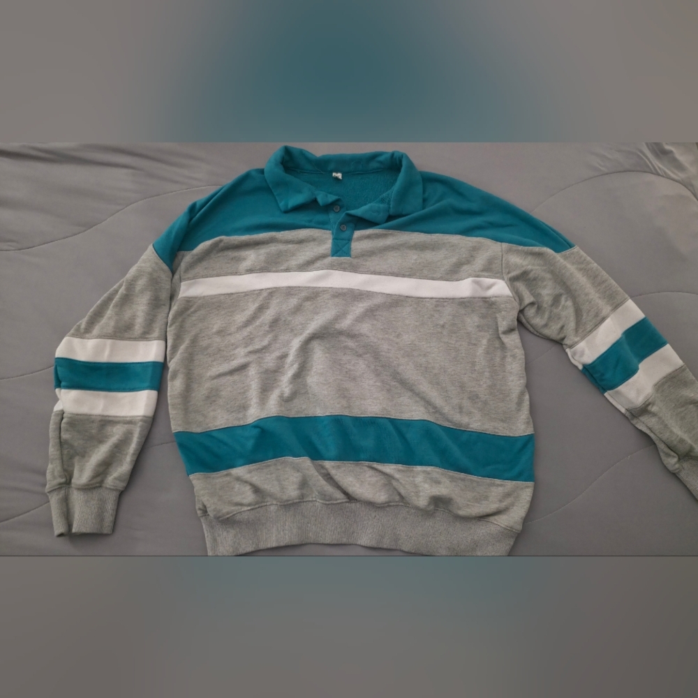 Vintage Striped Polo Rugby Ski Shirt